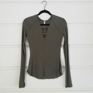 Free People Intimately V-Neck Cut-Out Green S